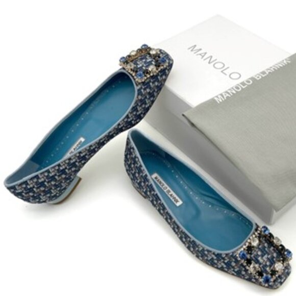 Manolo Blahnik Shoes - NIB-Manola Blahnik Blue Tweed Hangisflat - 39
